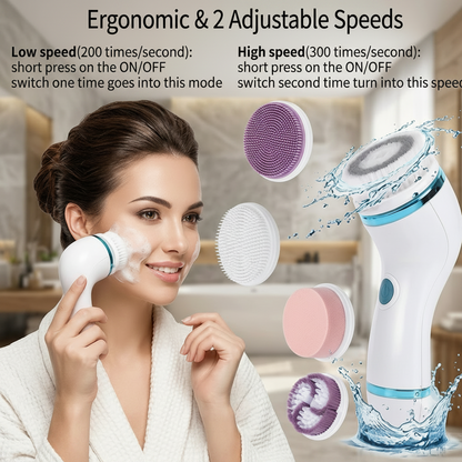 Cnaier 4 in 1 Electric Facial Cleanser & Massager (AE-8286) | Rechargeable Face Scrubber & Blackhead Remover | Best Price in Pakistan