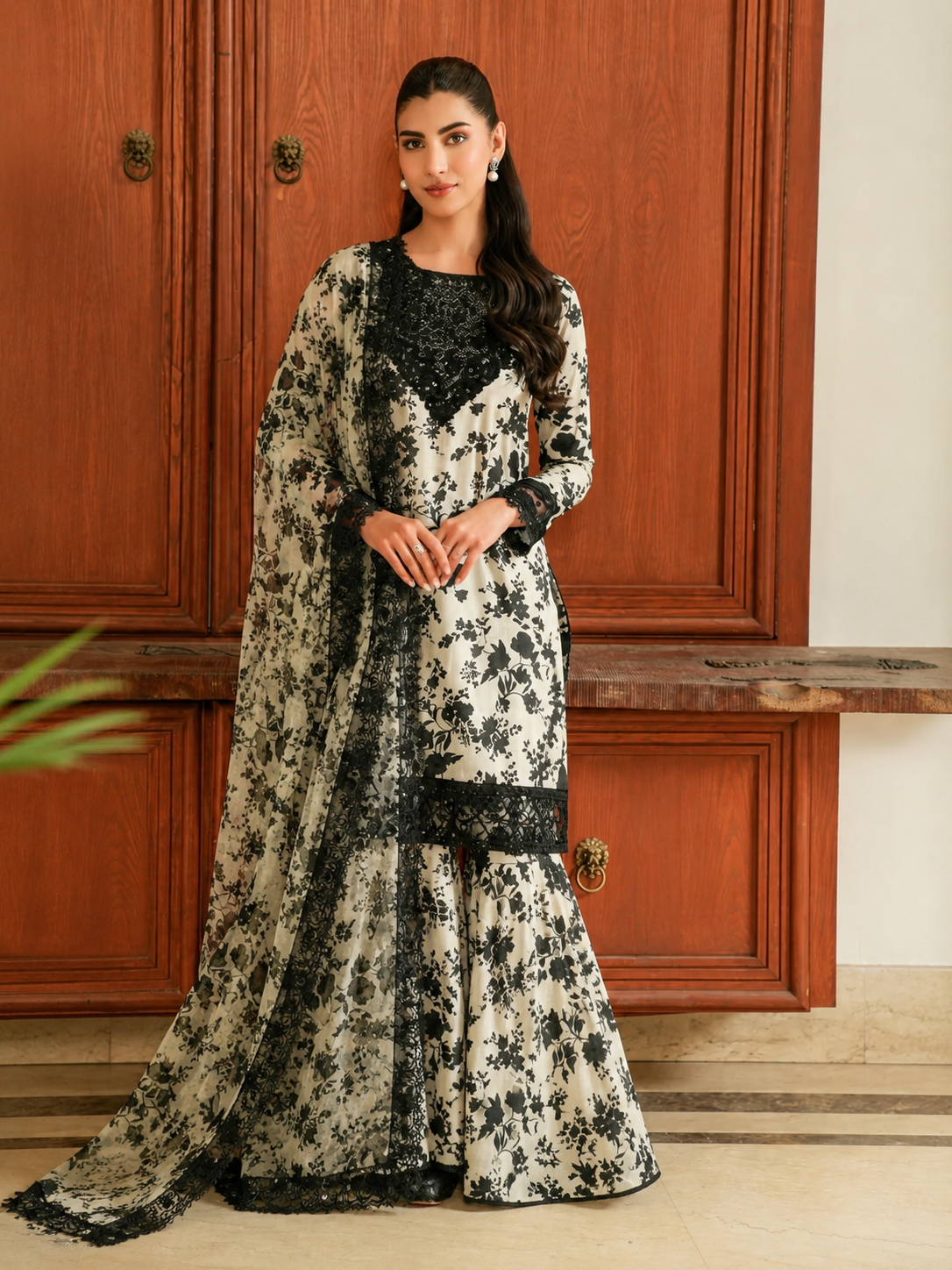 Digital Printed Lawn Dress With Chiffon Printed Dupatta (Unstitched)