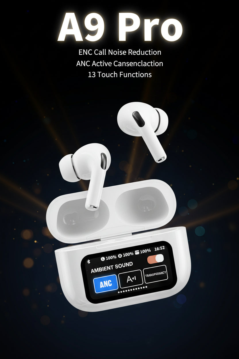 A9 Pro Earbuds ANC/ENC Dauble Dark Tuch screen display Noise Reduction Wireless Earbuds For Android and iOS/Airpods