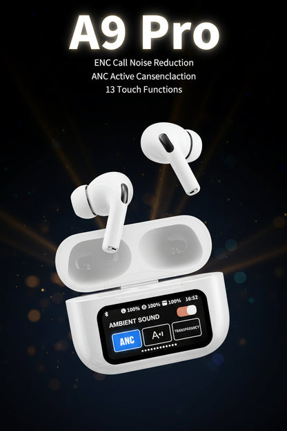 A9 Pro Earbuds ANC/ENC Dauble Dark Tuch screen display Noise Reduction Wireless Earbuds For Android and iOS/Airpods