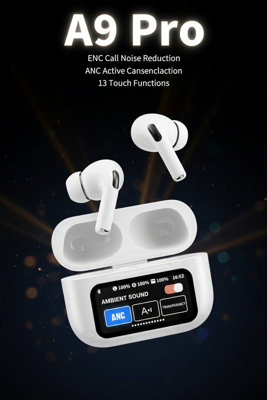 A9 Pro Earbuds ANC/ENC Dauble Dark Tuch screen display Noise Reduction Wireless Earbuds For Android and iOS/Airpods